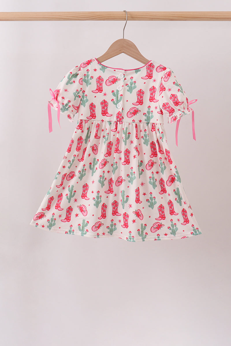 Pink Boots Smocked Dress