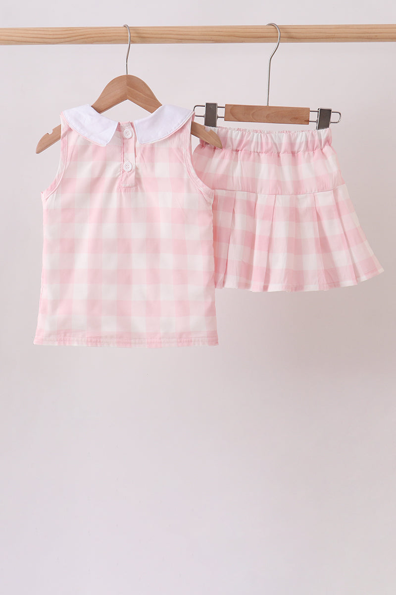 Pink Gingham Skorts Set
