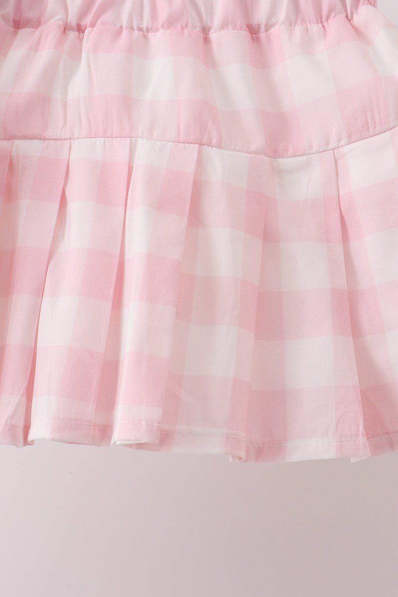 Pink Gingham Skorts Set