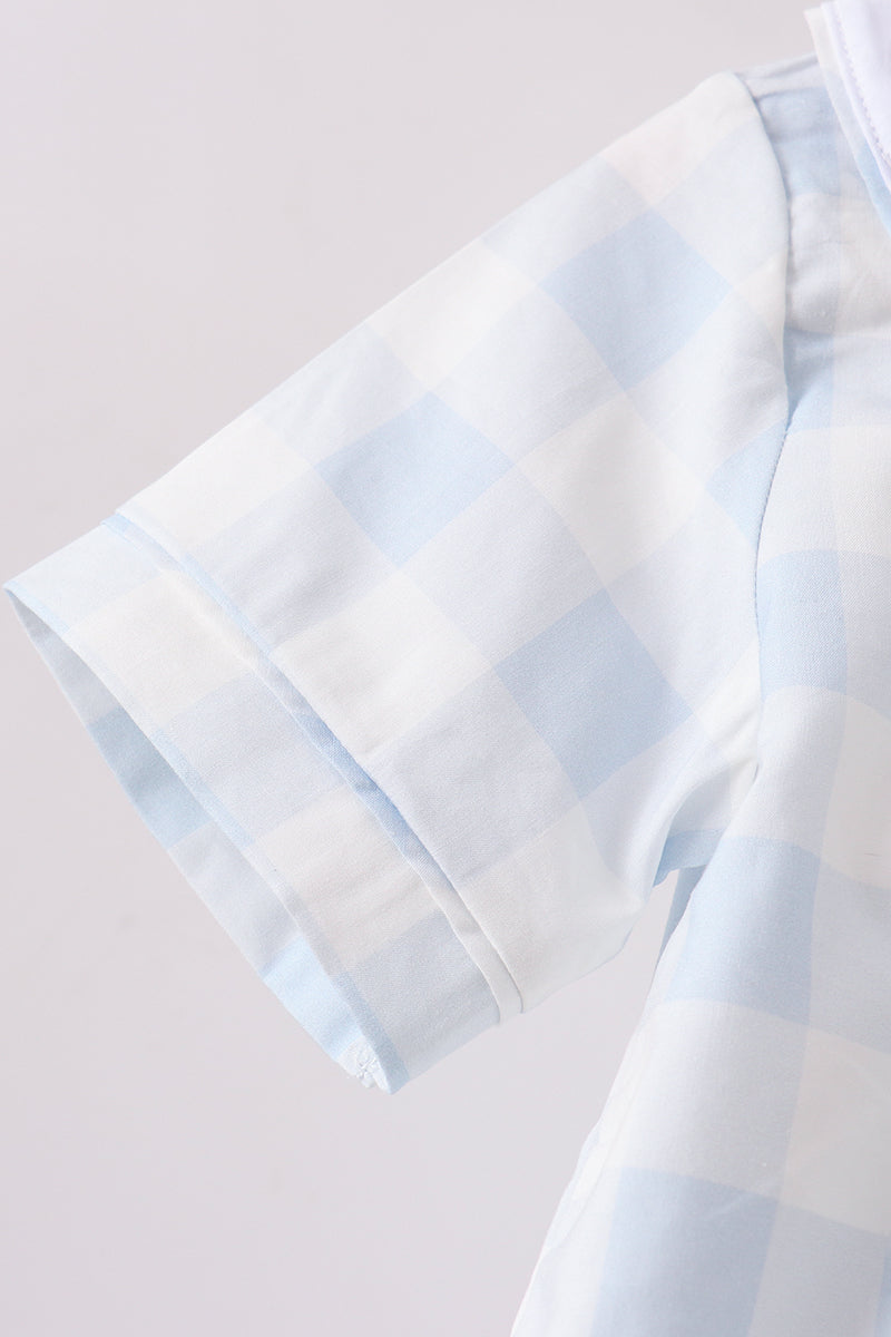 Blue Gingham Shorts Set