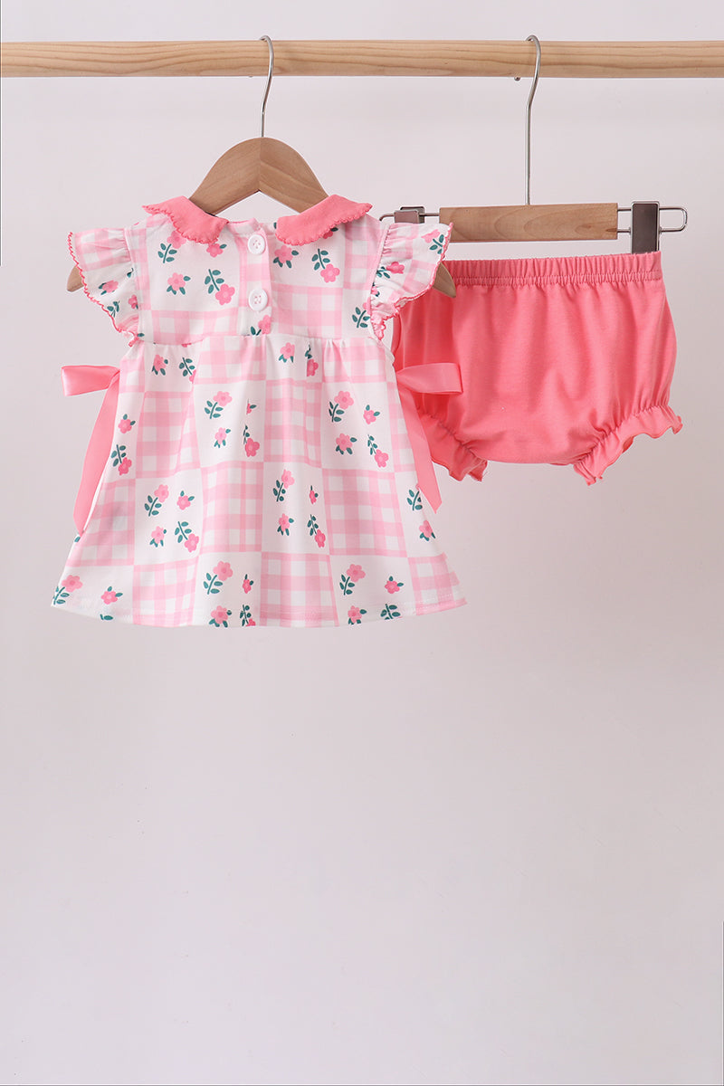 Pink Floral Ruffle Bloomer Set
