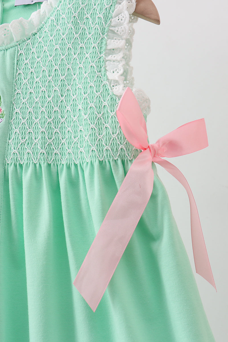 Green Butterfly Smocked Dress