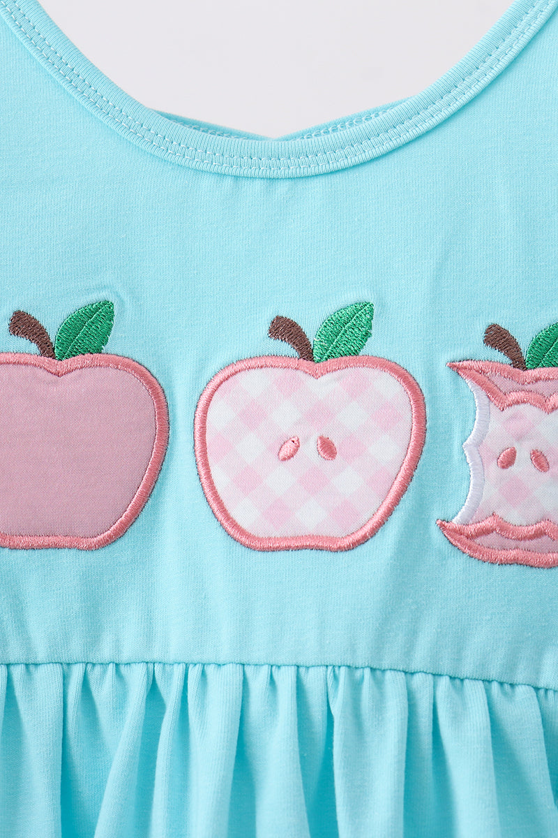 Blue Apple Applique Shorts Set