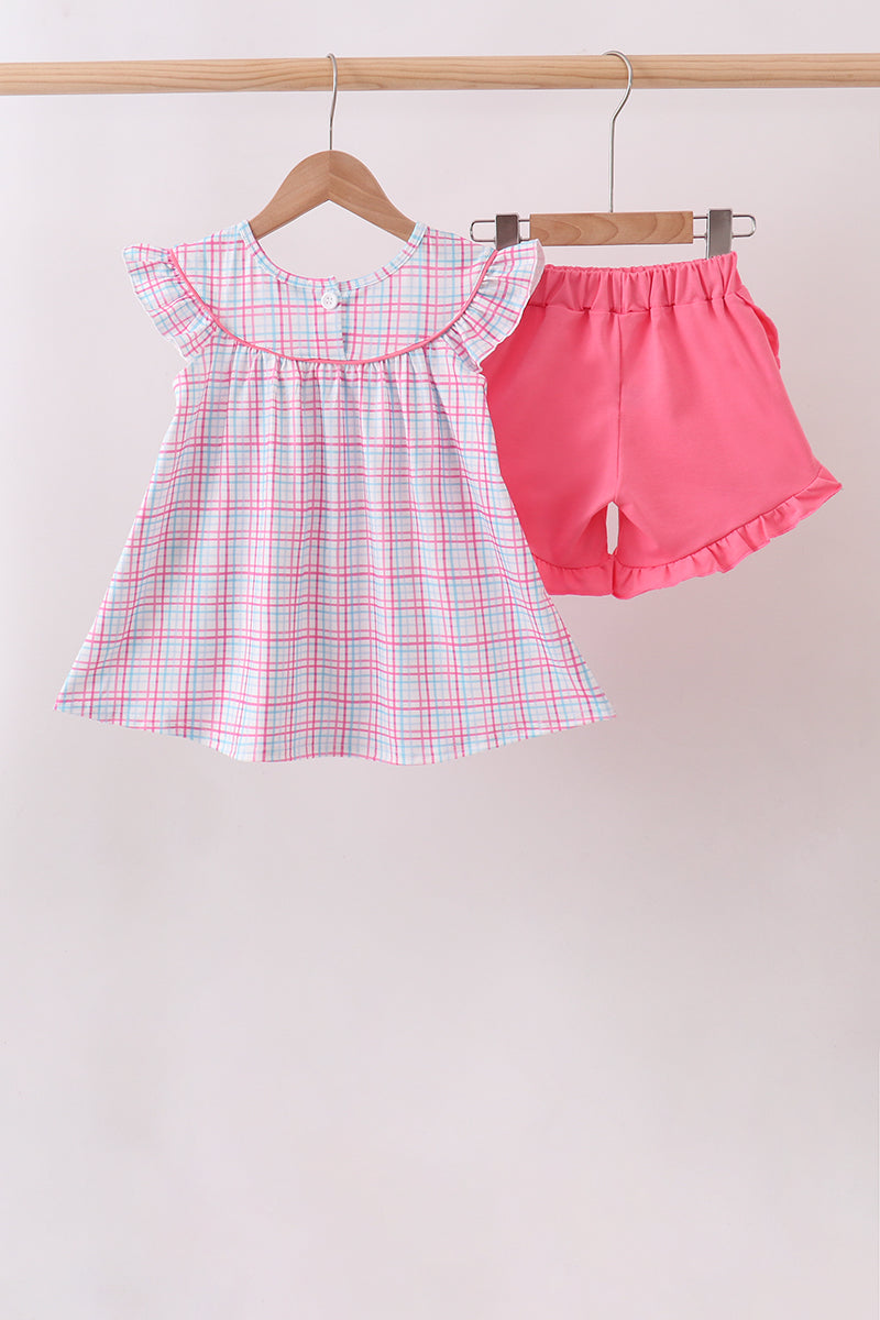 Pink Puppy Applique Ruffle Set