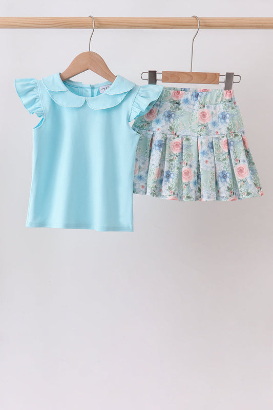 Floral Print Skorts Set