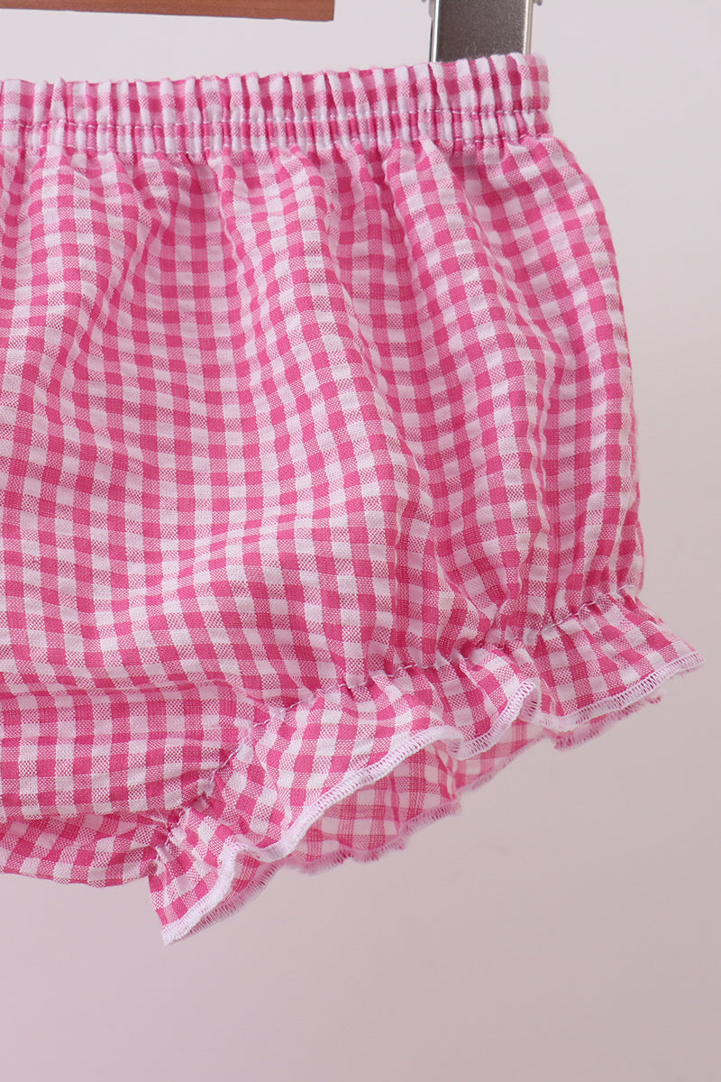 Pink cherry gingham bloomer set