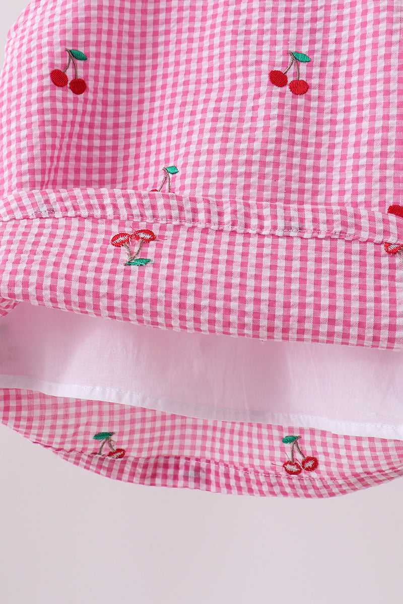 Pink cherry gingham bloomer set