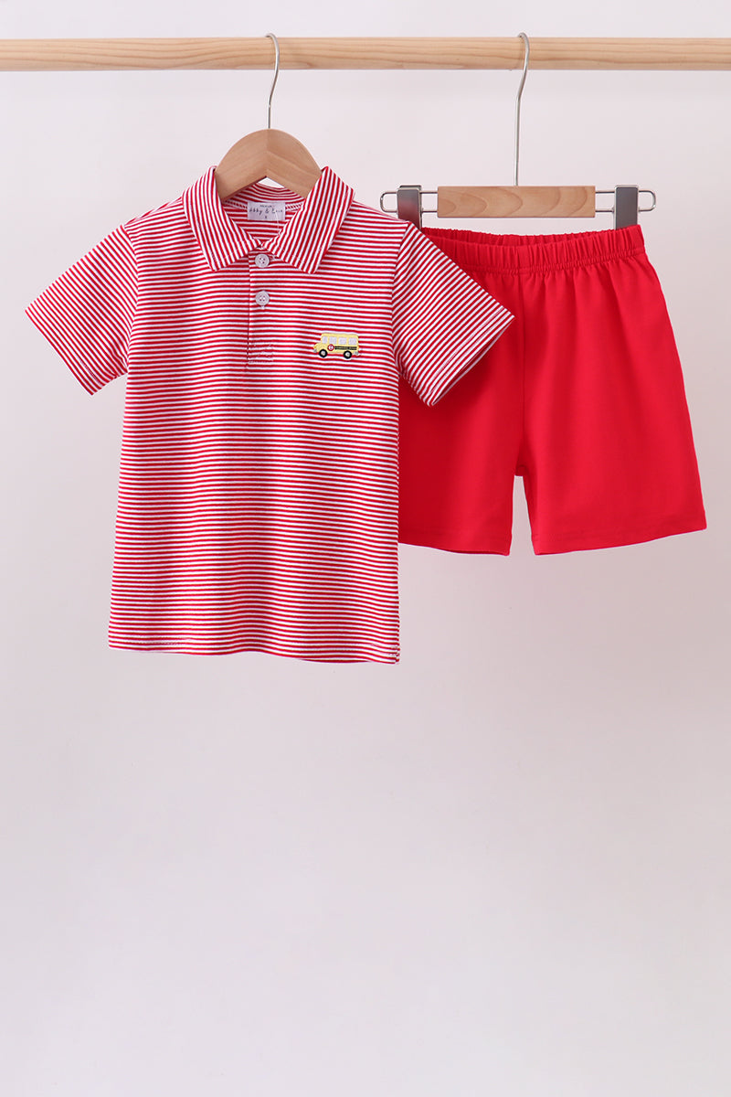 Red School bus Polo Set