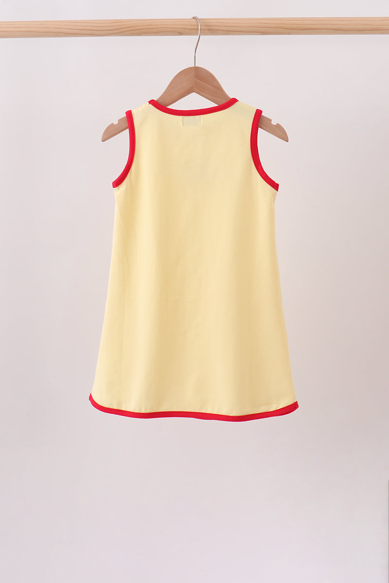 Scalloped Apple Embroidery Bow Dress