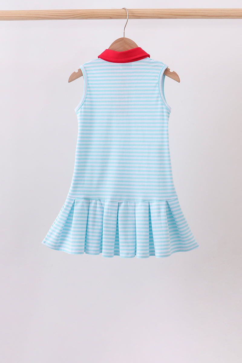 Bow Collar Apple Embroidery Dress