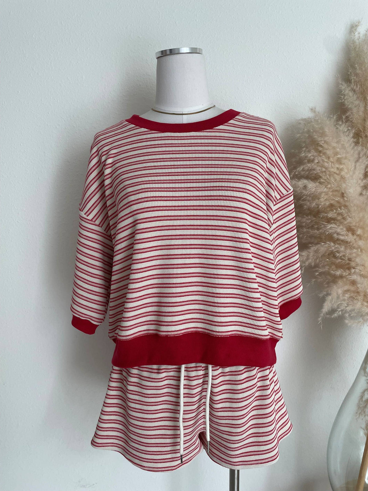 SHORT SLEEVE STRIPED TOP AND SHORTS SET