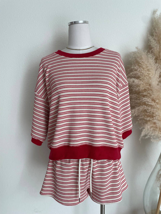 SHORT SLEEVE STRIPED TOP AND SHORTS SET