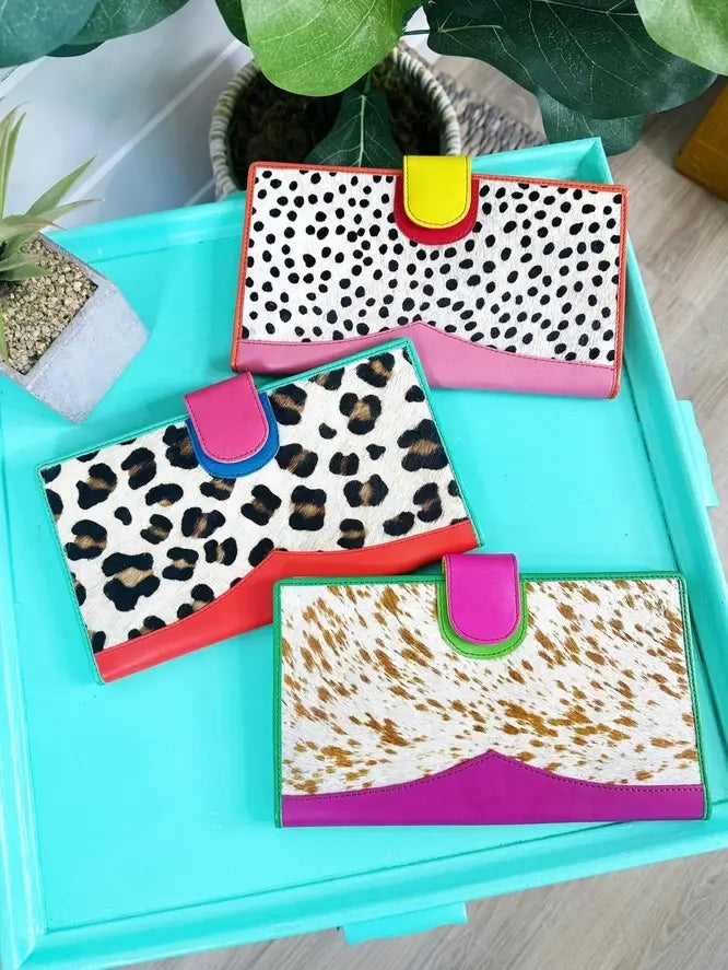 Colorful Metallic Leather Wallet | Large Nash Travel Wallet