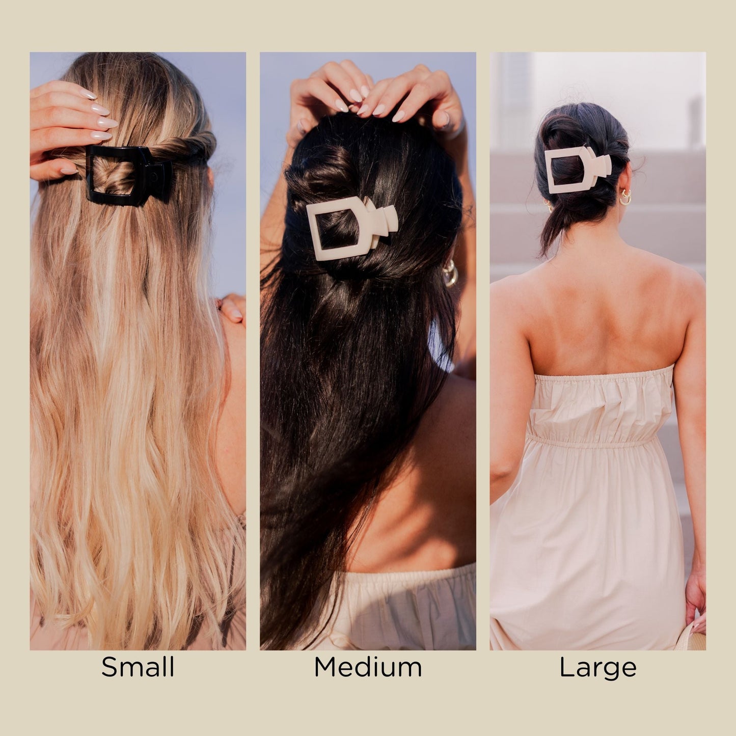 Almond Beige Large Flat Square Hair Clip