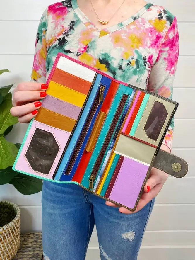 Colorful Metallic Leather Wallet | Large Nash Travel Wallet