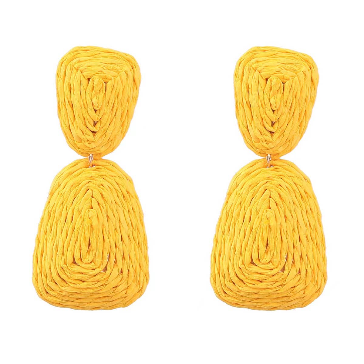 Rattan Pink or Yellow Square Style Summer/ Beach Earrings