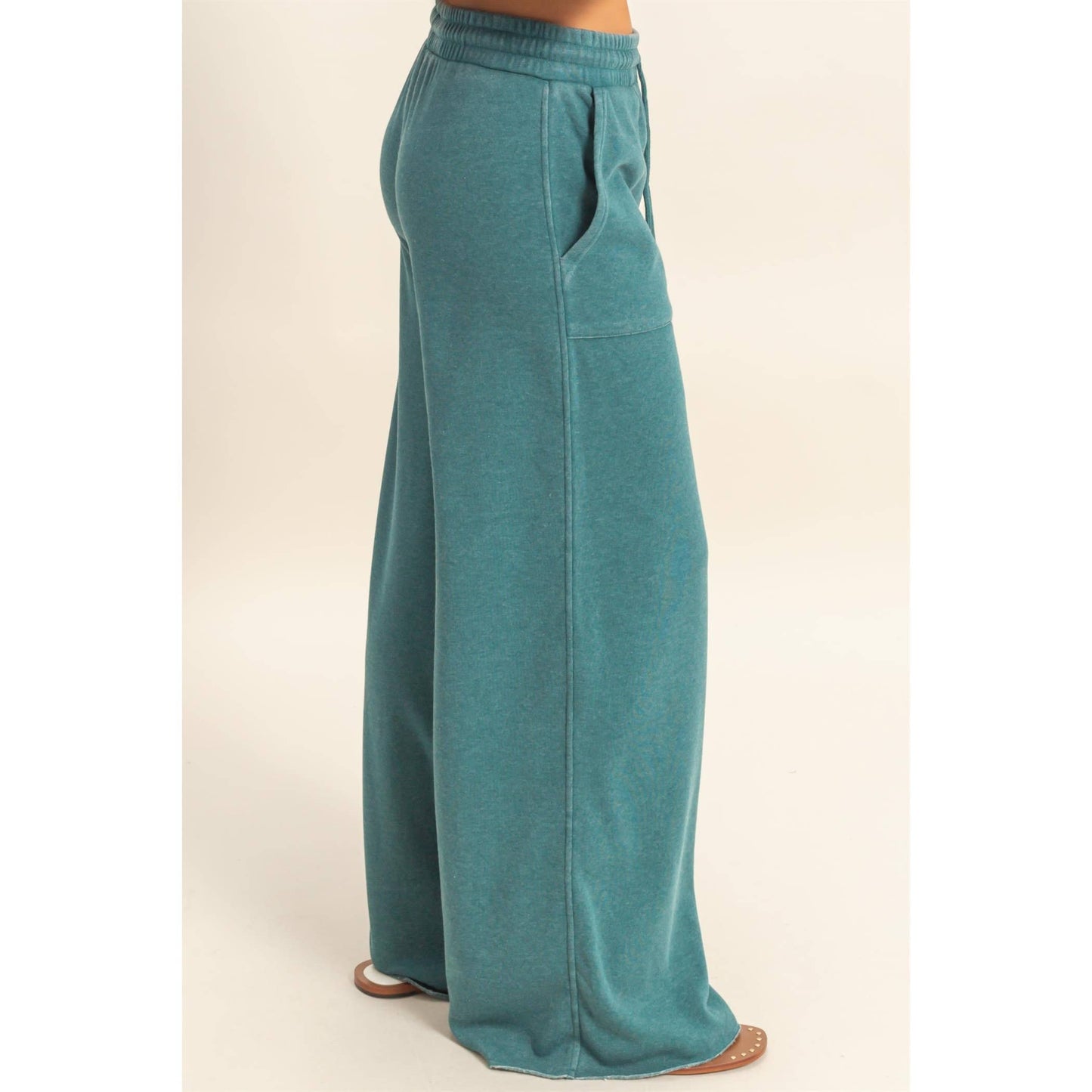 Burnout French Terry Wide-Leg Pants