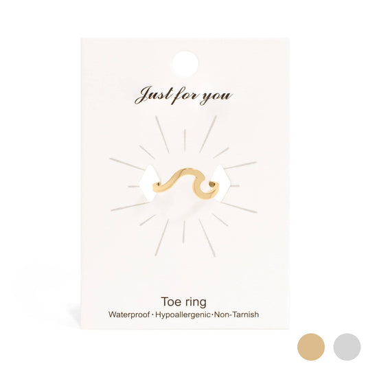 18K Gold PVD Stainless Steel Adjustable Wave Toe Ring