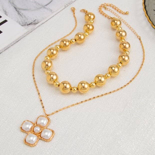 CROSS CHUNKY BALL CHAIN STATEMENT NECKLACE | 40NK9598