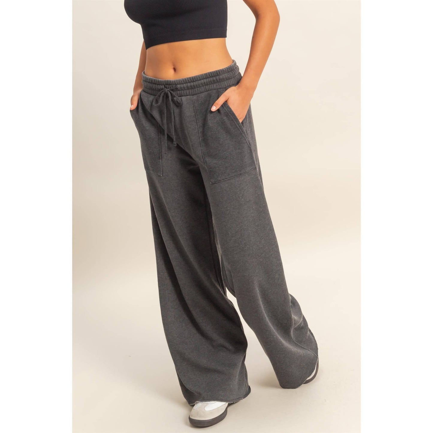 Burnout French Terry Wide-Leg Pants