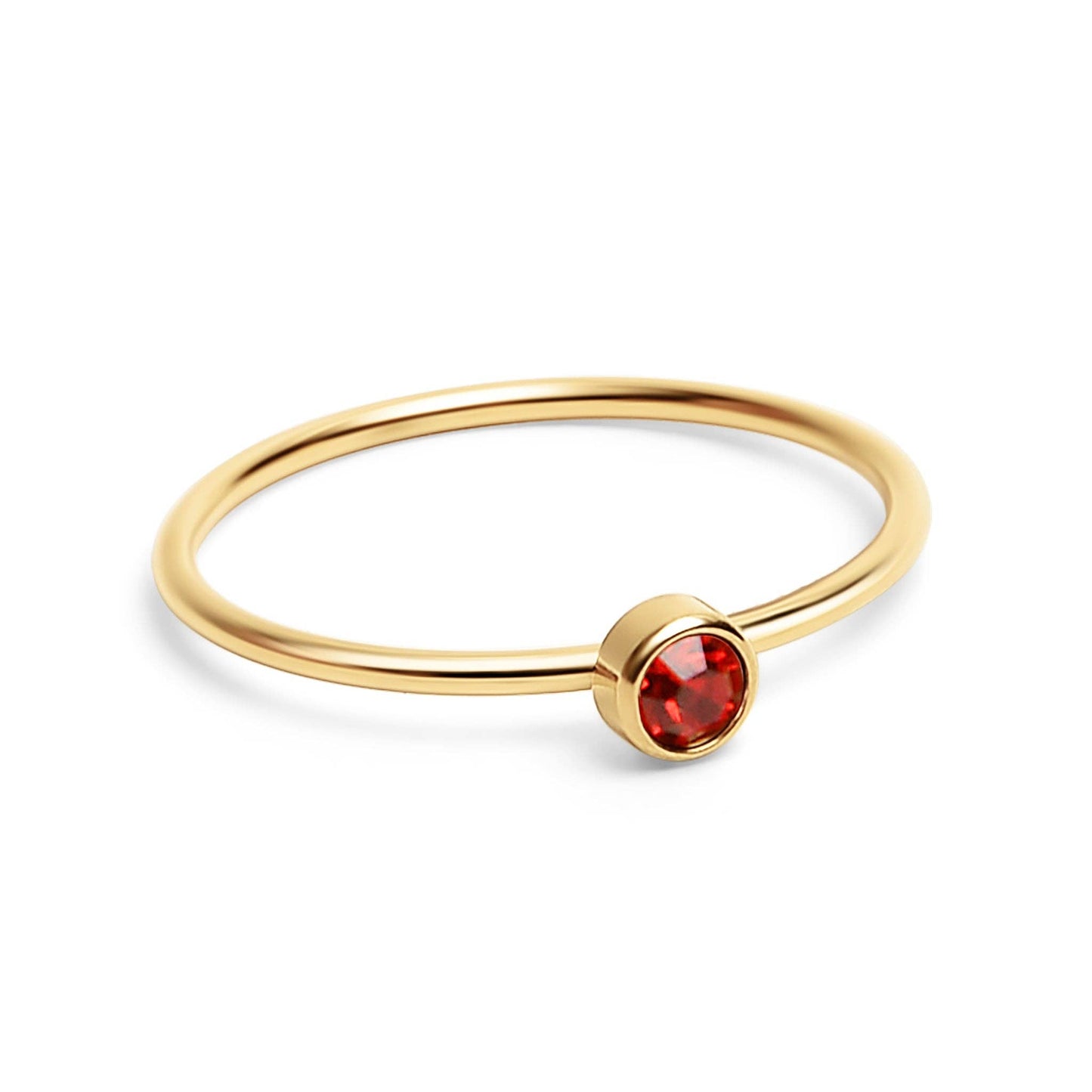 18K Gold PVD Stainless Steel Birthstone Stacking Ring