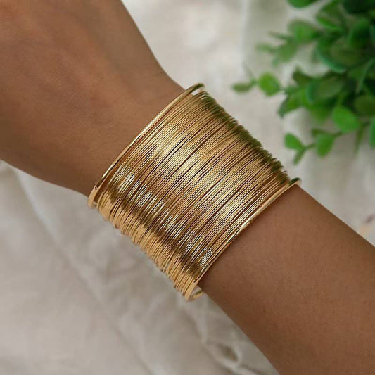 MULTI LAYER GOLD WIRE STRING CUFF BANGLE BRACELET | 40B5200