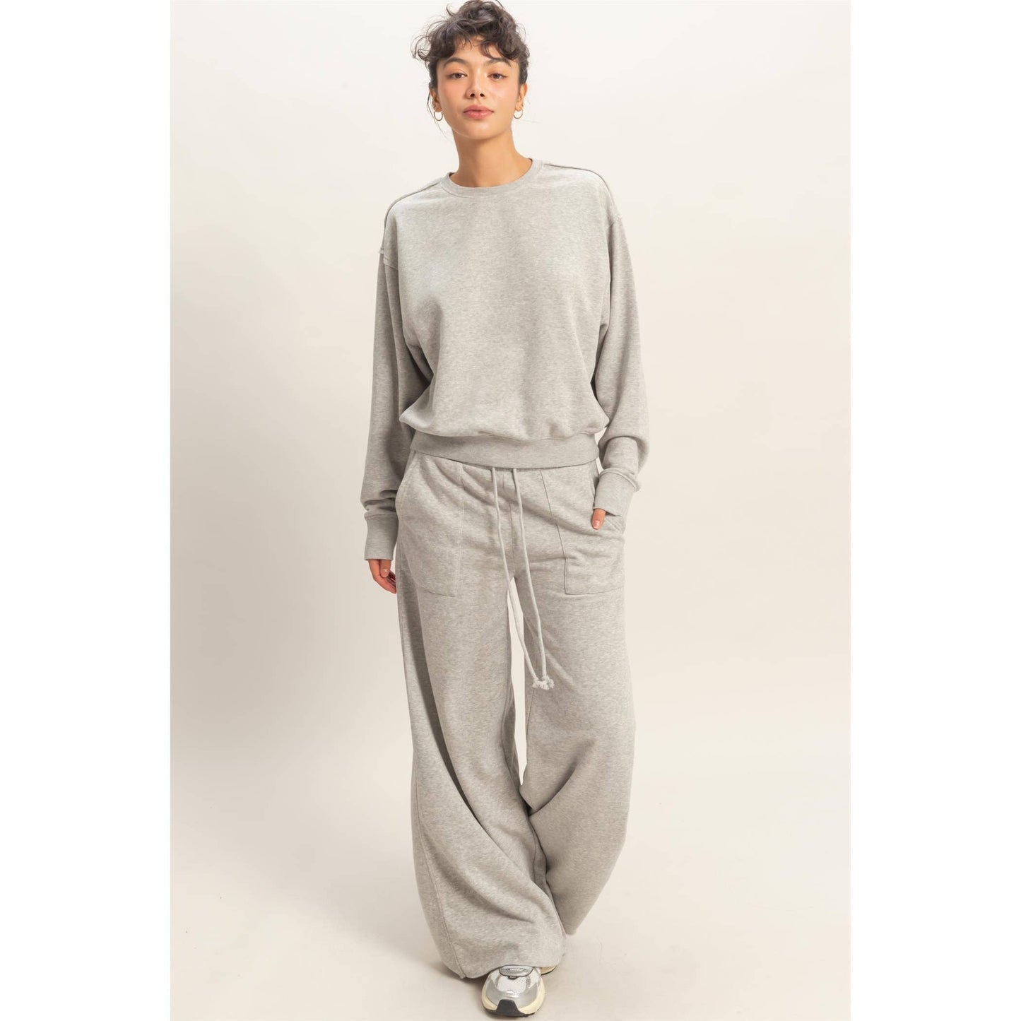 Burnout French Terry Wide-Leg Pants