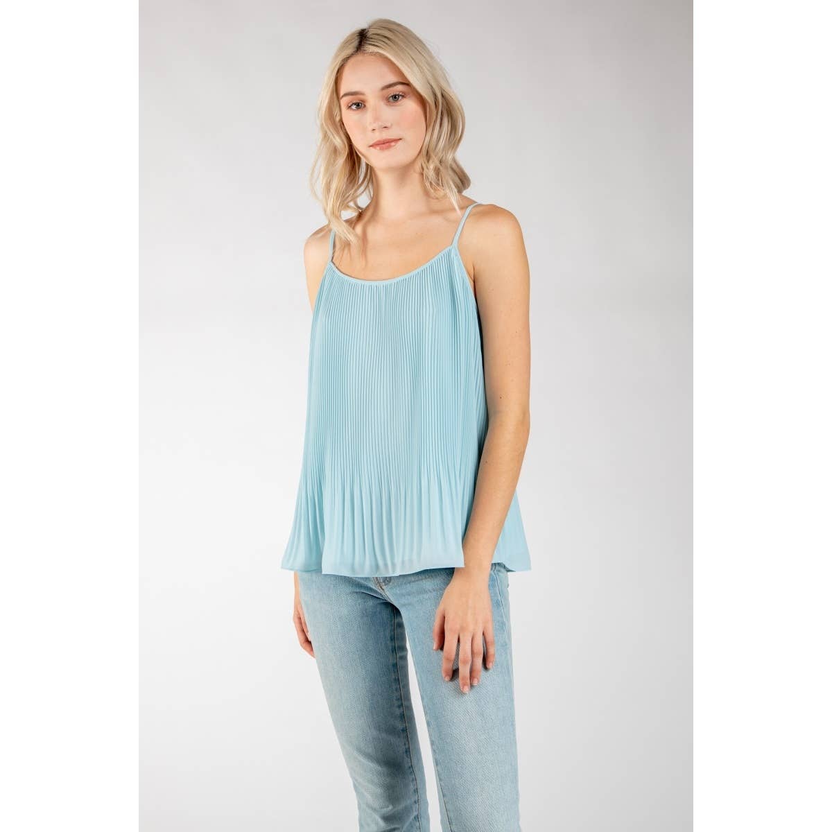Pleated Cami With Adjustable Strap