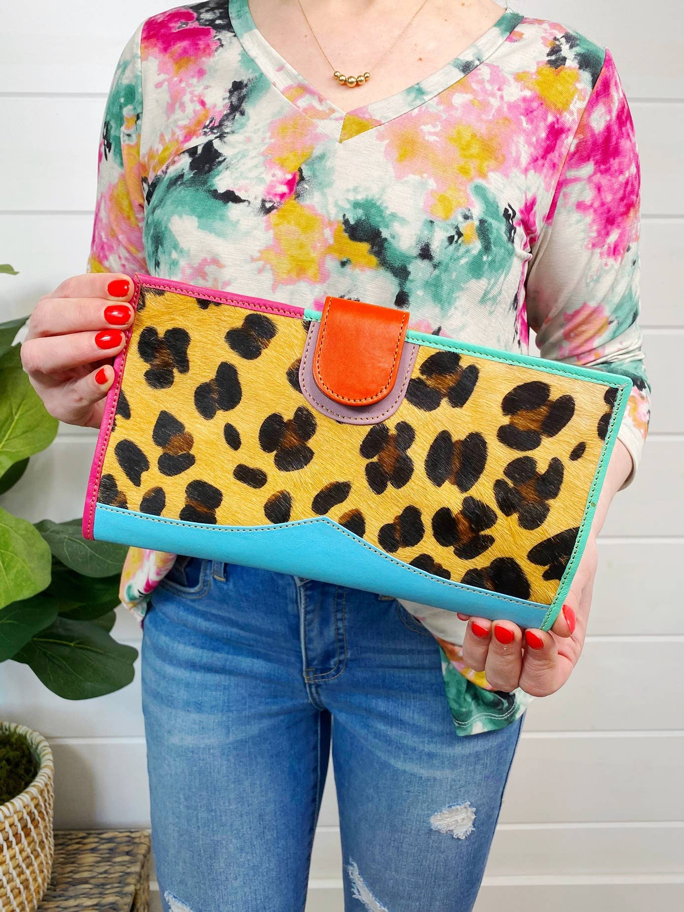 Colorful Metallic Leather Wallet | Large Nash Travel Wallet