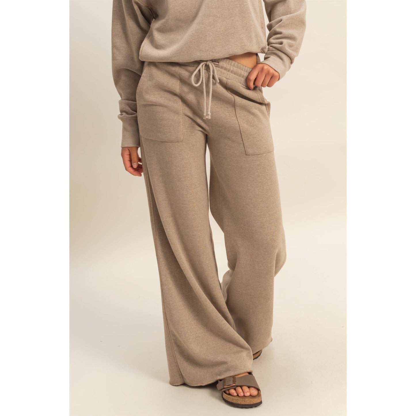 Burnout French Terry Wide-Leg Pants