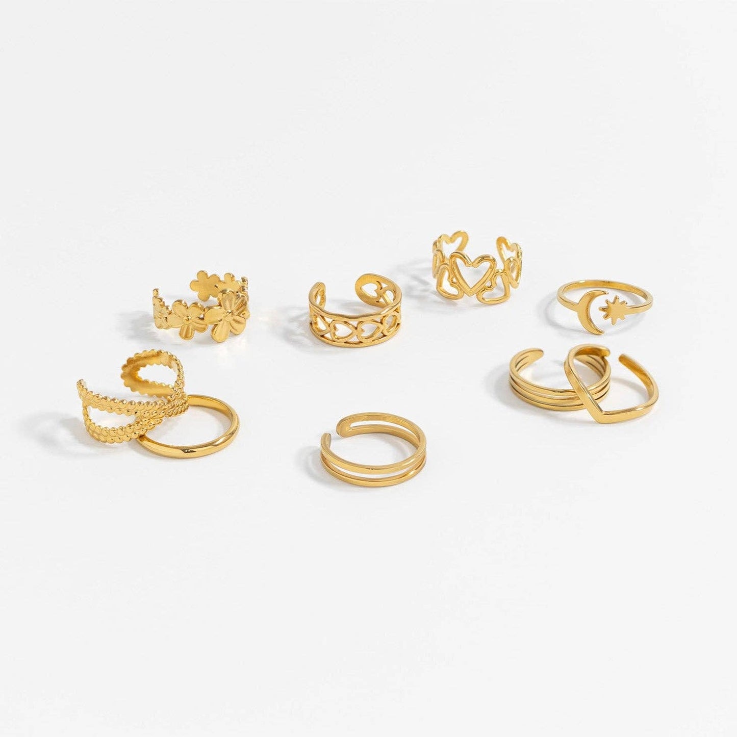 18K Gold PVD Stainless Steel Moon And Star Toe Ring