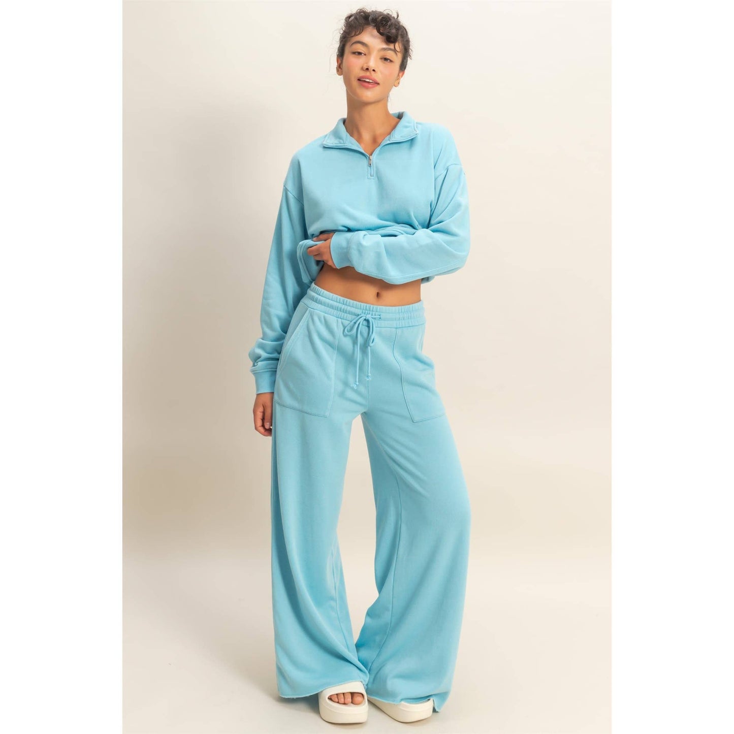 Burnout French Terry Wide-Leg Pants