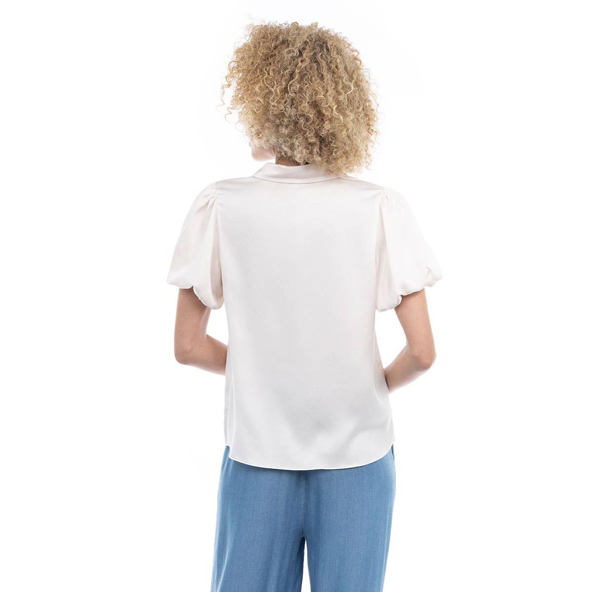 Pullover Blouse With Puff Sleeves