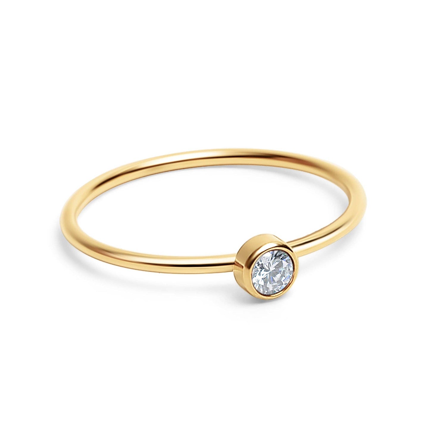 18K Gold PVD Stainless Steel Birthstone Stacking Ring