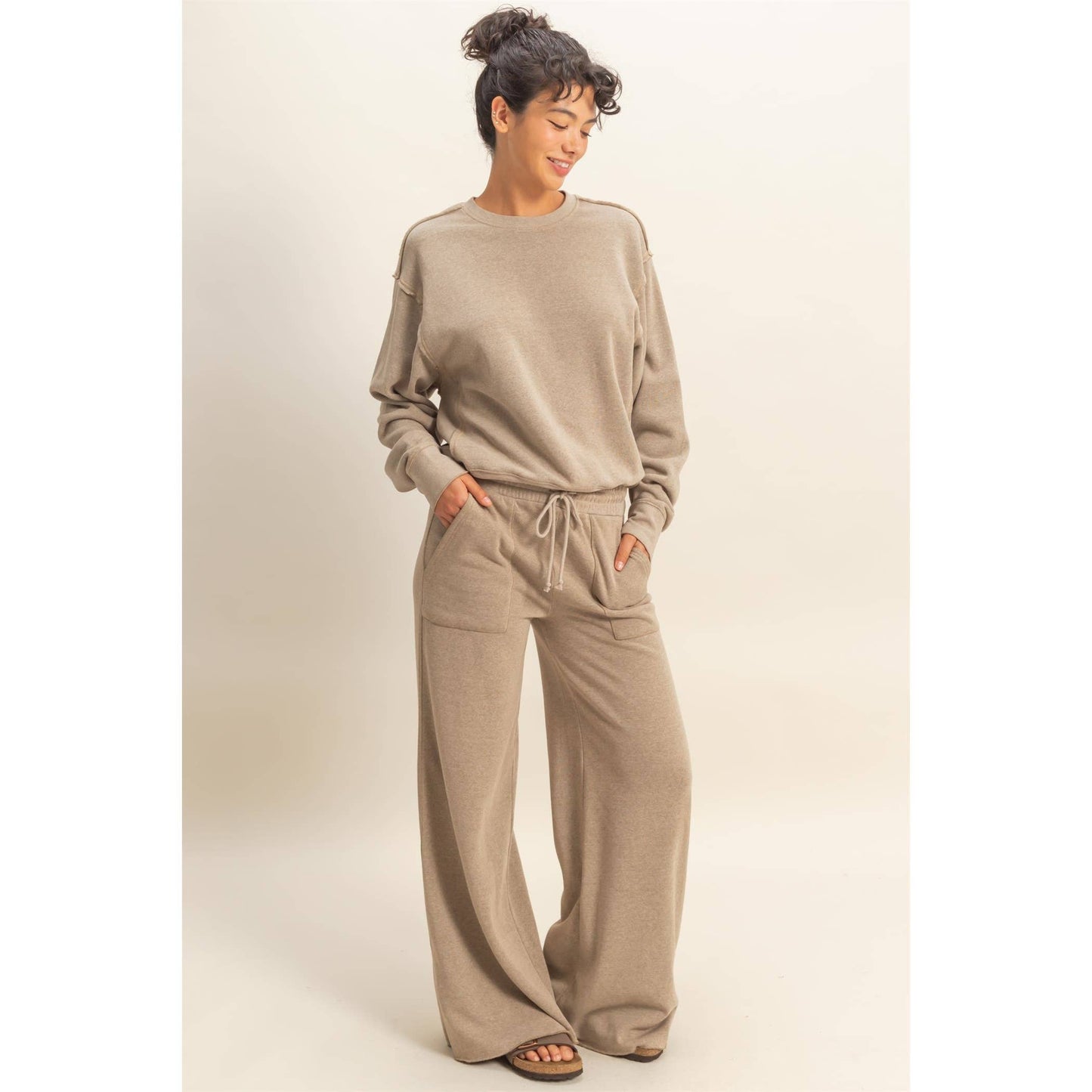 Burnout French Terry Wide-Leg Pants