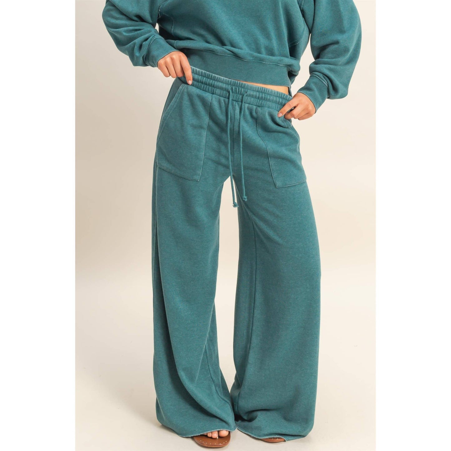 Burnout French Terry Wide-Leg Pants